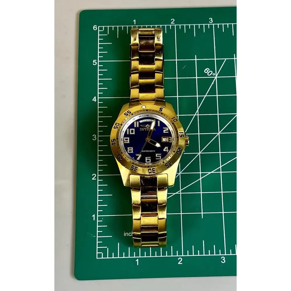 INVICTA Men's Specialty Blue Dial 18k Yellow Gold Plated Watch- Model 5762 w Box